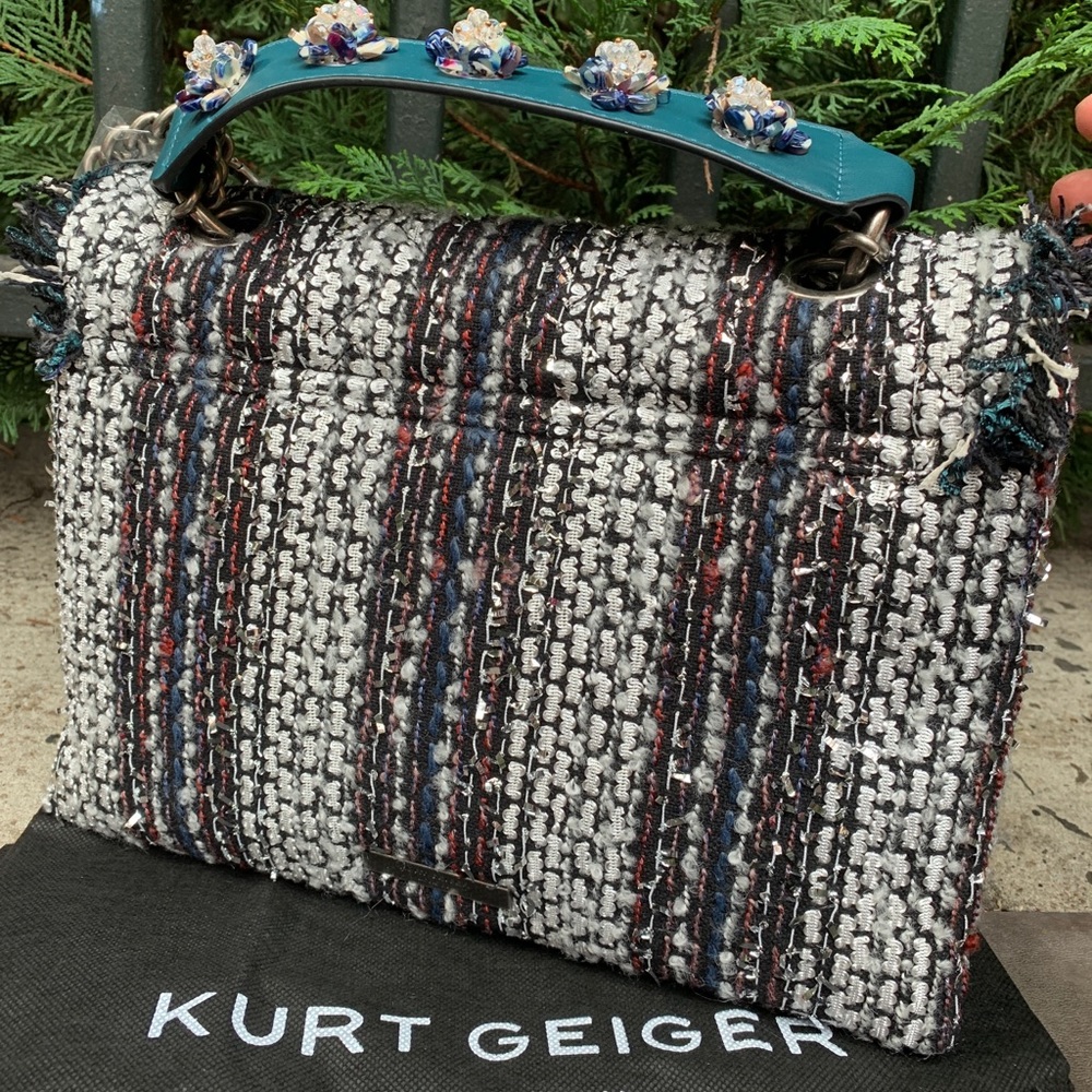Authentic KURT GEIGER LONDON TWEED/leather Crosby - Picture 15 of 16